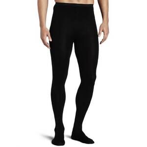 NEW CAPEZIO men's knit footed tights with back seams in black